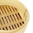 2X Chinese Bamboo Steamer Basket Round Dim Sum Chicken Steamer Tray 20cm