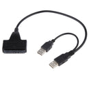 Dual USB 2.0 To SATA Serial Cable Connector For Laptop PC 2.5" Hard Disk Drives