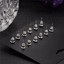 6 Pairs/Set Women's Fashion Jewelry White  Zircon CubicCrystal Ear Stud Earrings