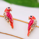 Charm Crystal Earrings Women Loverly Animal Red Bird Ear Stud Earrin%o