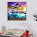 Dolphin Full Drill Round Diamond Painting Embroidery DIY Cross Stitch Decor