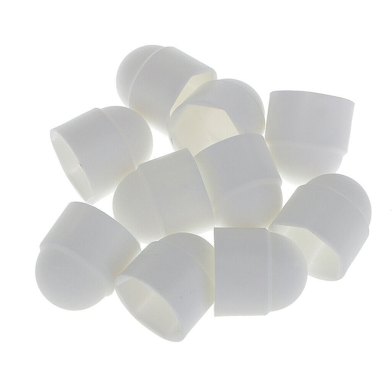 10 Pcs M12 18x23mm White Dome Bolt Nut Protection Cap Cover for Hexagon Screw