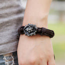 Modish Men Jewelry Braided Dragon Head Wrap Wrist Faux Leather Cuff Braceletã€NME