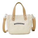 Letter Print Shoulder Satchel Handbags Canvas Women Crossbody Bags (White)