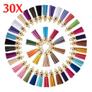 30 Pcs Suede Leather Tassel For Keychain Jewelry DIY Pendant Findings Crafts Set