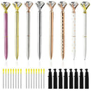 Big Diamond Pens-16 Ink Pen Refills (Blue, Black) 8 Novelty Jewel Pens with