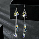 Fashion Transparent Crystal Geometric Earrings Women Stud Long Drop Hook Dangle