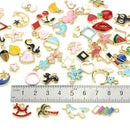 60Pcs/Set Enamel Mixed Animal Fruit Charms Pendant DIY Necklace Jewelry Maki-OZ