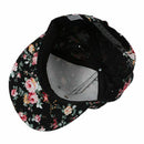 Flowers Snapback Hat, Hip-Hop Flat Shields Baseball Cap Adjustable Size Bla