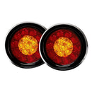 2Pcs 4Inch Round Led Amber Red Taillights With Rubber Grommet 16 Led 12V St Z4D2