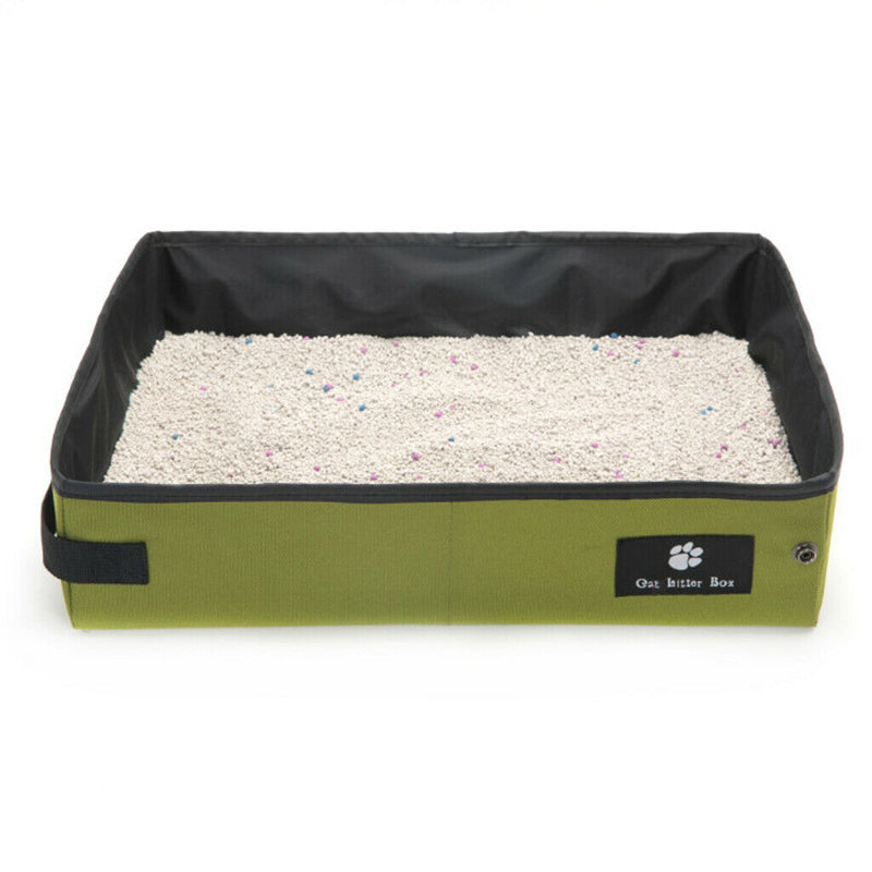 Pet Cat Litter Waterproof Box Kitty Toilet Seat Collapsible Toilet Green S