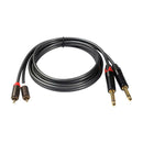 Dual 1/4 Mono Male to 2 RCA Male Adapter Cable Cord for Mixer Amplifier 1.5m