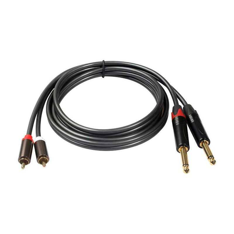 Dual 1/4 Mono Male to 2 RCA Male Adapter Cable Cord for Mixer Amplifier 1.5m