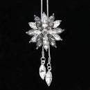 Women Cubic Flower Long Adjustable Chain Pendant Sweater Necklace (White +  Y7Z5