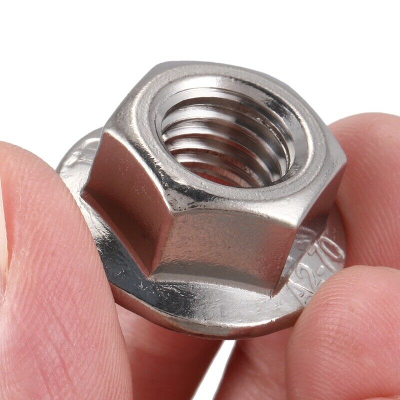 150Pcs Stainless Steel Serrated Hex Flange Nuts Flange Metric Hex Lock Nuts R7L9