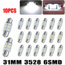 10X 30MM 31MM Festoon LED White Dome Map License Interior Light Bulb 3022 12V