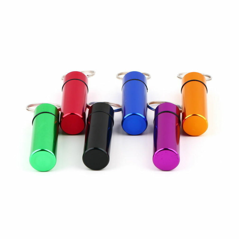 5PC Keychain Medicine Drug Holder Waterproof Case Bottle Aluminum Pill Container