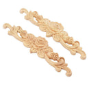 2pcs 20*5cm Wood Carved Long Onlay Applique Unpainted Rose Flower Door Home P8D7