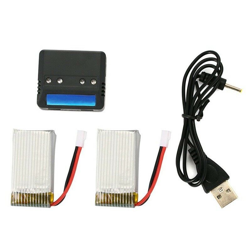 3.7V 650mAh 25C Lipo Battery(2Pcs) with 4 In 1 X4 Battery Charger for Syma X5 N7