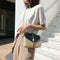 Straw Leather Women Messenger Bag Small Flap Purse Shoulder Handbag (Black)
