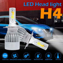 1 Pair H4 LED Car Headlight Bulbs 8000LM 6000k+3000k COB Auto Headlamp Bulbs