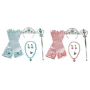 2 Sets Belle Princess Fancy Dress Kit Pink Blue Jewelry Set Fairy Wand Crown