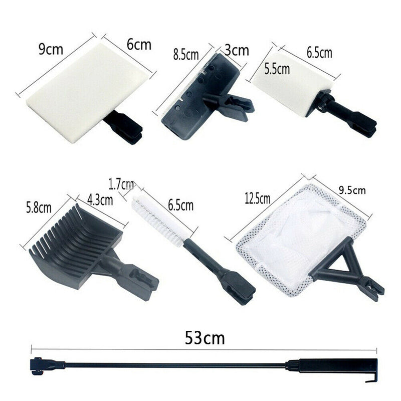 6 In 1 Fish Tank Cleaning Kit Home Brush For Aquarium Algae Scraper Ergonomic