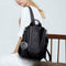 Solid Color Knapsack Women Backpacks Anti-theft PU Leather Rucksack (Black) SN9F