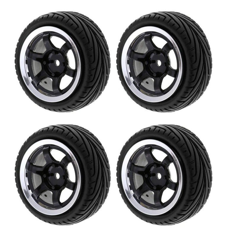 RC Flat Racing Tires Tyre Wheel Rim for HSP HPI 1/10 On-Road Car 6017 Black