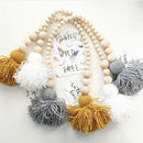 Ball Pendant with Wooden Beads Kids Baby Nursery Hanging Decor White