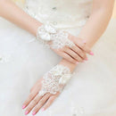 White Wedding Short Gloves Fingerless Bridal Gloves for Women Ivory Lace Gl