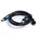 Dual USB 3.0 A Male to Micro B Y Power Data Cable Mobile Hard Disk HDD Cord