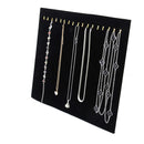 Black Velvet Earring Necklace Chain Display Pad with 17 Hooks & Easel