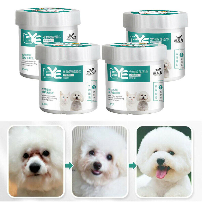 4 Boxes Pet Dog Tear Stain Remover Cat Eye Crust Treatment Wiping Cleaning Pads