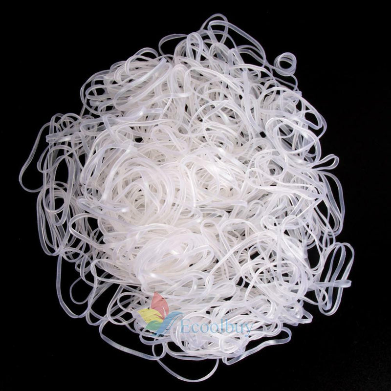 500pcs Hair Tie Band Ponytail Holder Elastic Rubber Clear White Women Girls