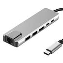 6 in 1 USB C Hub Multiport Adapter with 4K HDMI 2 USB 3.0 RJ45 PD charging port