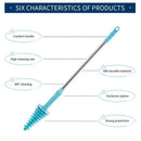 Toilet Brush Plunger Stainless Steel Long-Handled with Wall Hook Dredge Cle