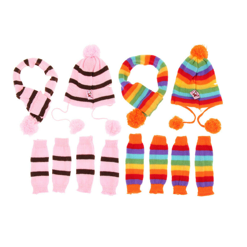 2 Set Pet Dog Puppy Warm Hats Scarf Socks, Soft Dog Coats Apparel, for Small