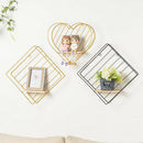 Wall Hanging Floating Shelf Rack Organizer Geometric Office Golden Rectangle