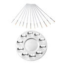 13Nylon Hair Brush Script Liner Aluminium Paint Palette For Acrylic Oil Painting
