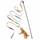 65" Rainbow Cloth Stripe Tease Cats Rod Teaser Funny Playing Pet Cat Toys ^^