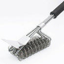 Three-Headed Spring Barbecue Brush With Scraper Barbecue Cleaning Brush