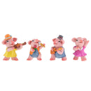 4x Lovely Mini Pig Family Band Handpainted Figures Set Prop Decoration