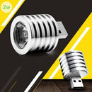 Portable Aluminum 2W Mini USB LED Lamp Socket Spotlight Flashlight White-Light