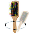 Natural Wooden Hair Brush, Natural Rainbow Wooden Paddle Hair Brush