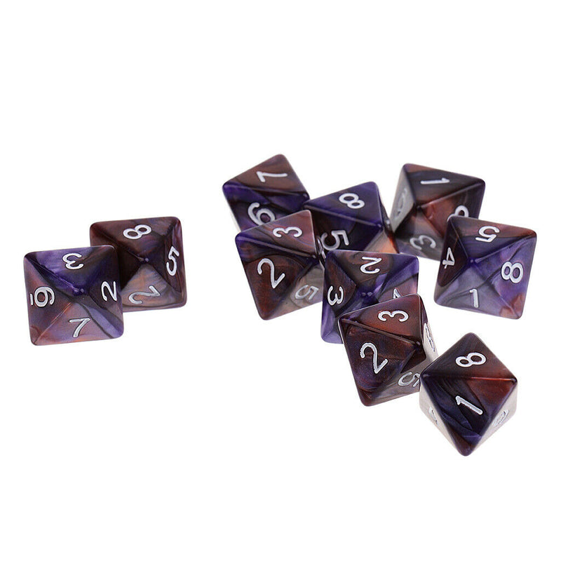 10pcs 8 Sided Dice D8 Polyhedral Dice for Dungeons and Dragons Table Games