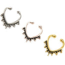 Faux Non Piercing Beaded Heart SEPTUM Nose ClipOn Hanger RINGS Stud Color:A Z5C7