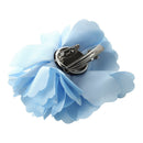 Women Girls Satin Peony Flower Hair Clip Brooch - Light Blue D6E2