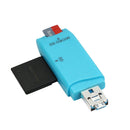 2-in-1 USB 2.0 OTG Multi Memory Card Reader for   SD SDHC SDXC-Blue