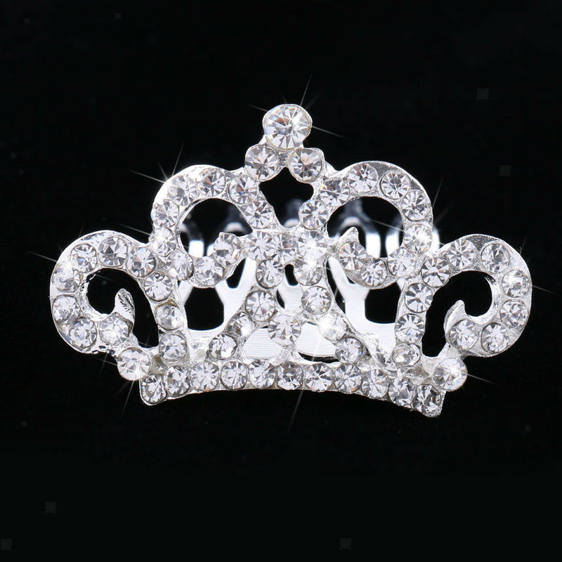 Princess Crystal Crown Mini Hair Comb Tiara for Wedding Bridal Headpiece